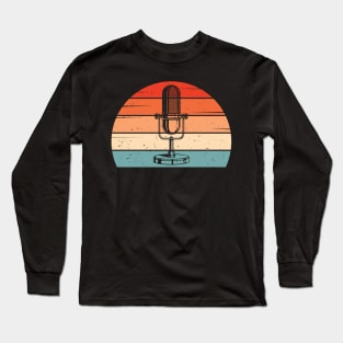 Podcast Radio Microphone Podcaster Retro Sun Long Sleeve T-Shirt